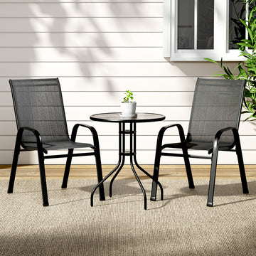 Gardeon Stackable Outdoor Bistro Set 2 Chairs and Table