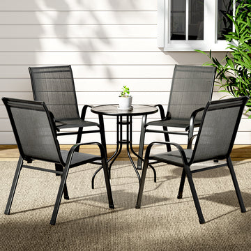 Gardeon Stackable Outdoor Bistro Set 4 Chairs and Table