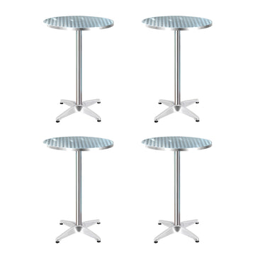 Gardeon Set of 4 Aluminium Outdoor Bar Tables Adjustable Height 70-110cm Silver