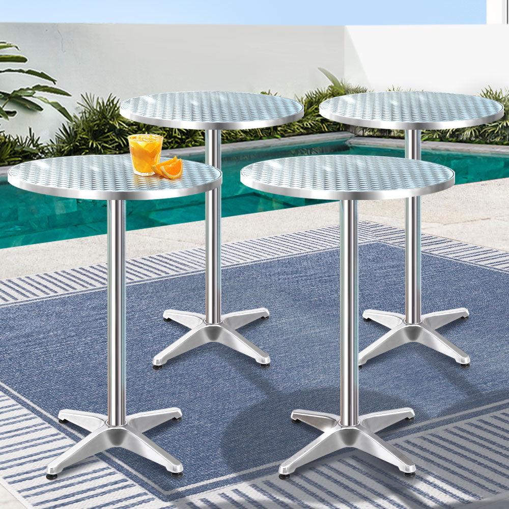 Gardeon Outdoor Bar Table Height Adjustable 60cm Round Silver