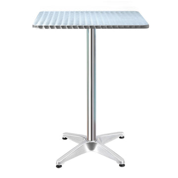 Gardeon Adjustable Square Bar Table Aluminium 70-110cm Silver 60x60cm