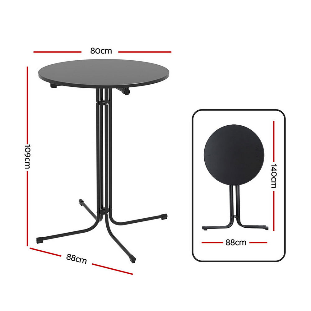 Gardeon Folding Outdoor Bar Table Steel Frame 109cm Black