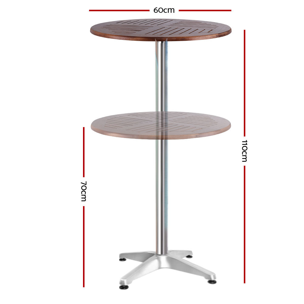 Gardeon Wooden Outdoor Bar Table Adjustable Height 70-110cm Round