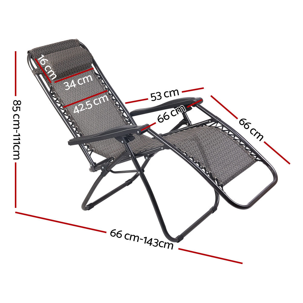 Gardeon Zero Gravity Chair Folding Outdoor Recliner Beige
