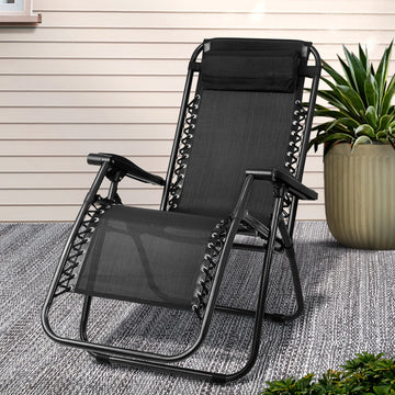 Gardeon Zero Gravity Chair Folding Outdoor Recliner Black
