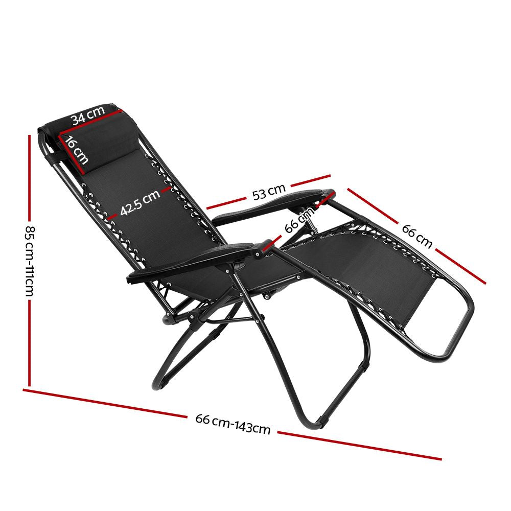 Gardeon Zero Gravity Chair Folding Outdoor Recliner Black