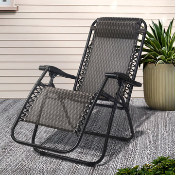 Gardeon Zero Gravity Sun Lounger Chair Textilene Mesh Grey