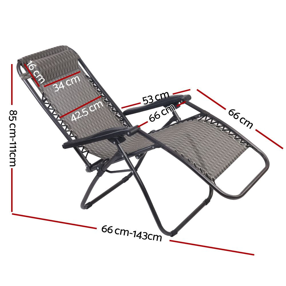 Gardeon Zero Gravity Sun Lounger Chair Textilene Mesh Grey