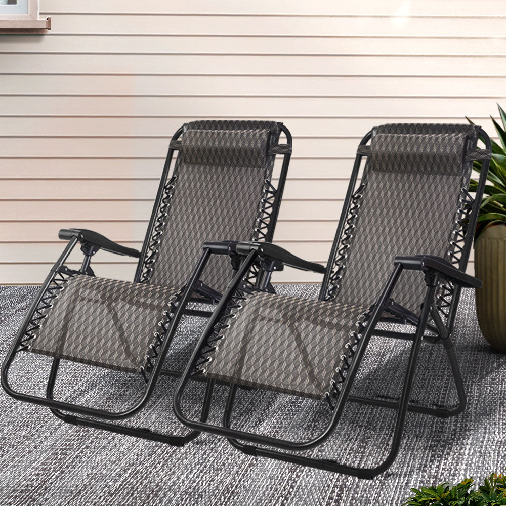 Gardeon Zero Gravity Chair Reclining Steel Textilene Grey