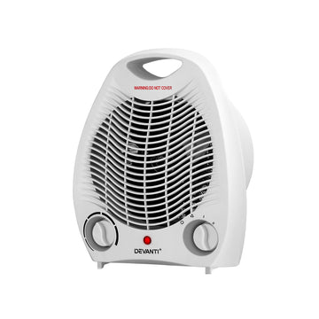 Devanti Fan Heater 2000W Electric Wire with Adjustable Thermostat