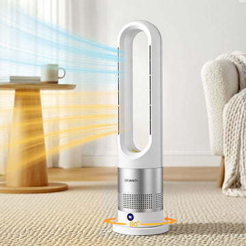 Devanti Bladeless 2-in-1 Tower Fan Heater 1200W Portable White