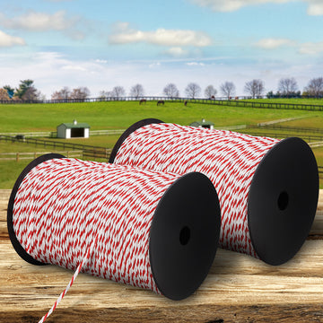 Giantz Electric Fence Poly Rope Red White 4mm 1000M