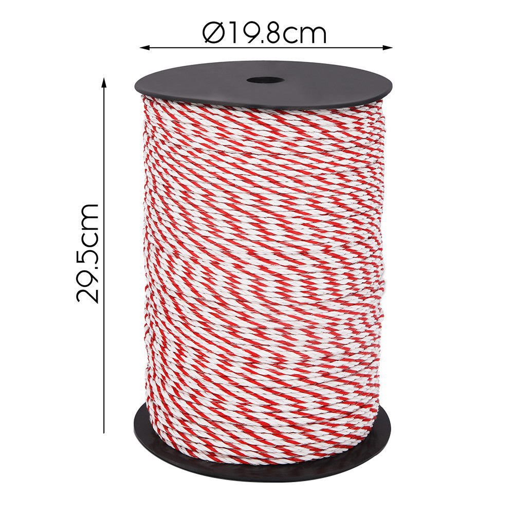 Giantz Electric Fence Poly Rope Red White 4mm 1000M