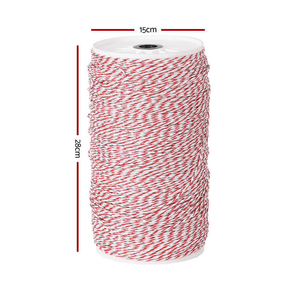 Giantz Electric Fence Polywire Roll 1000m Red White
