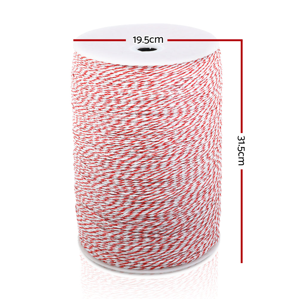 Giantz Electric Fence Polywire 2000m Red White