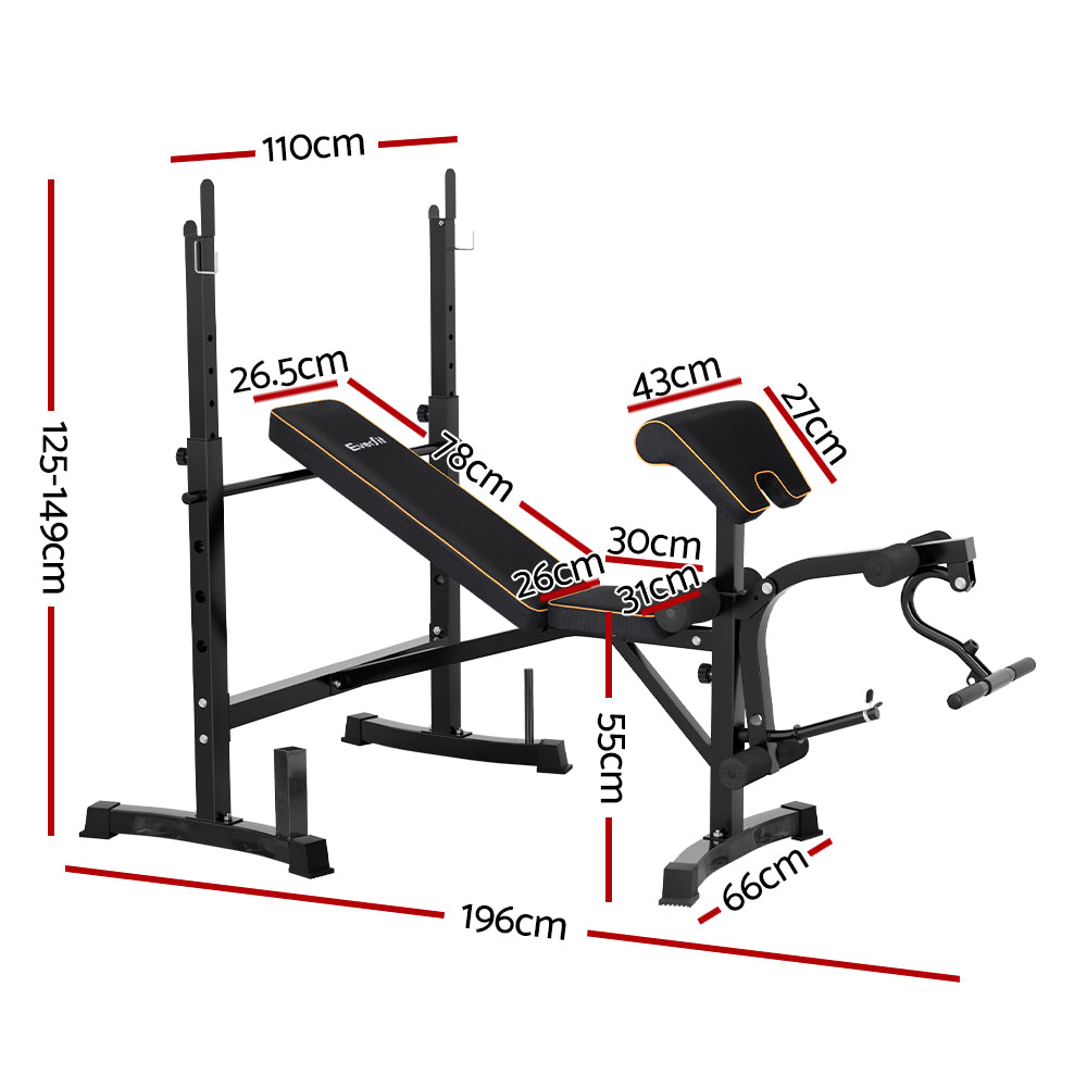 Everfit 10-in-1 Weight Bench Adjustable 330kg Capacity Black