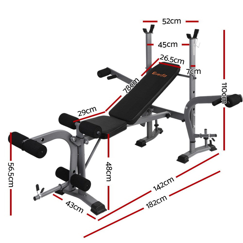 Everfit 8-in-1 Adjustable Weight Bench Station 200kg Black