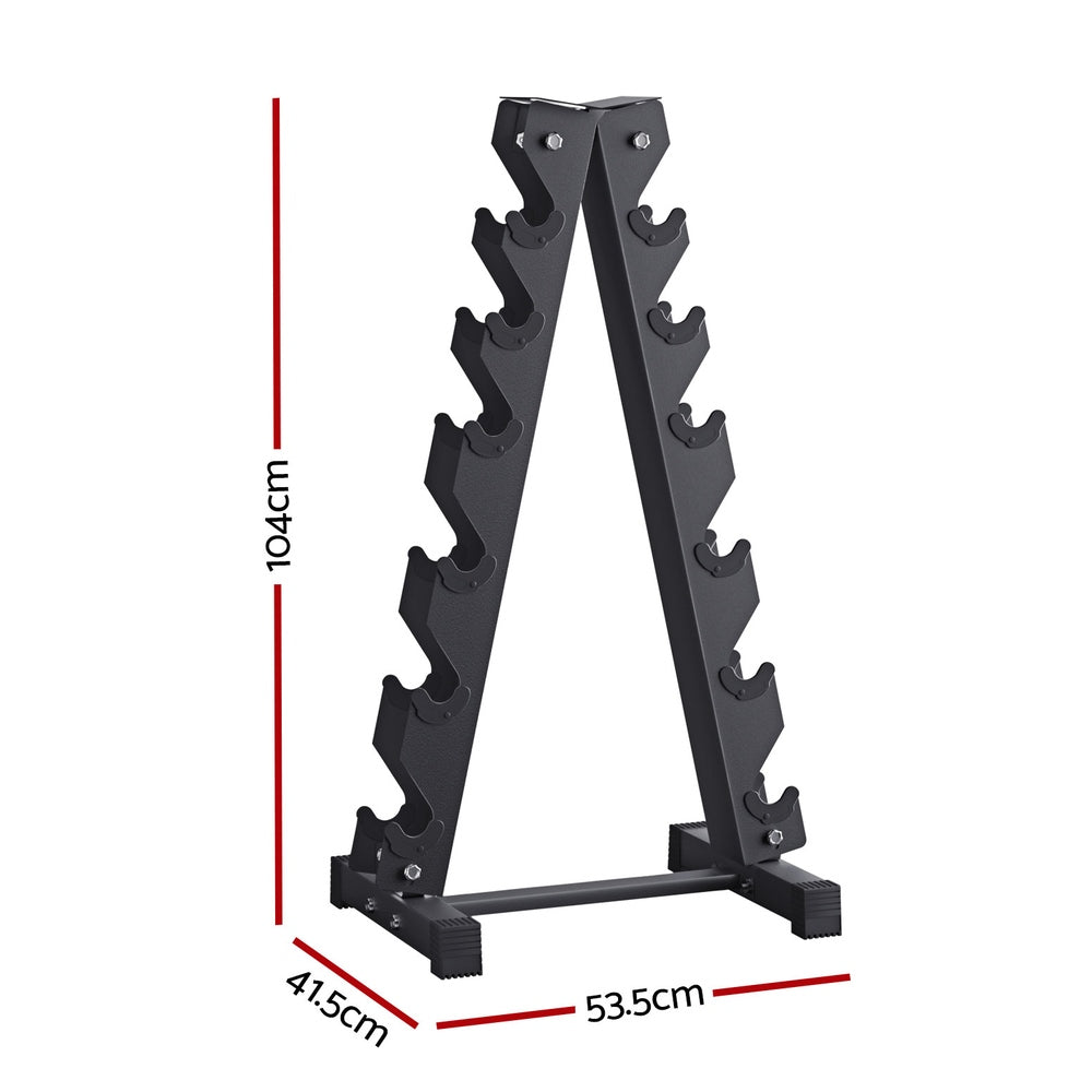 Everfit 6-Tier Dumbbell Rack 200kg Capacity Steel Black