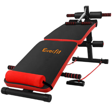 Everfit Foldable Sit-Up Bench Home Gym Adjustable Resistance Bands