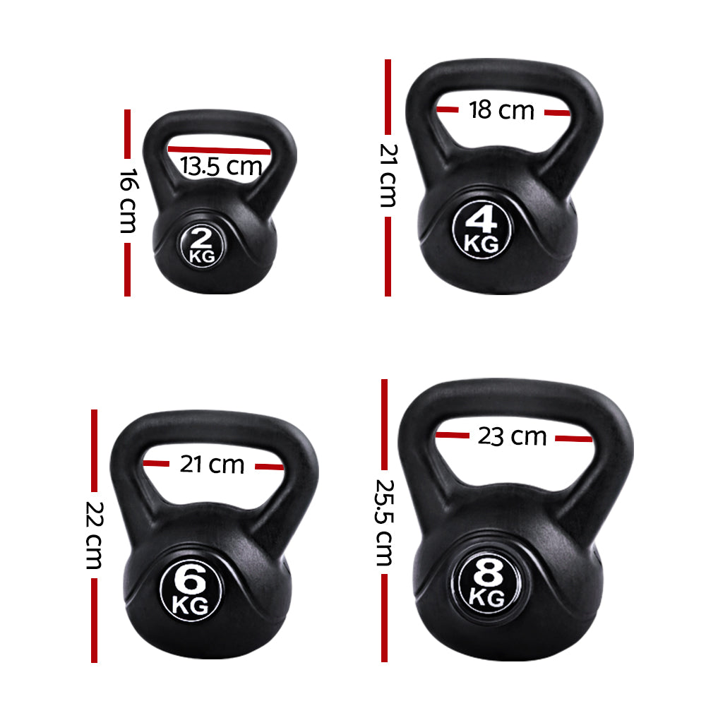 Everfit 22kg Rubber Kettlebell Set for Home Gym Strength Training