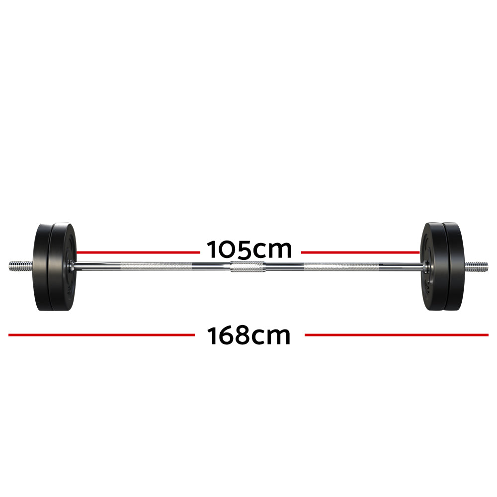 Everfit 48kg Home Gym Barbell Set Rubber Coated Weight Plates 168cm