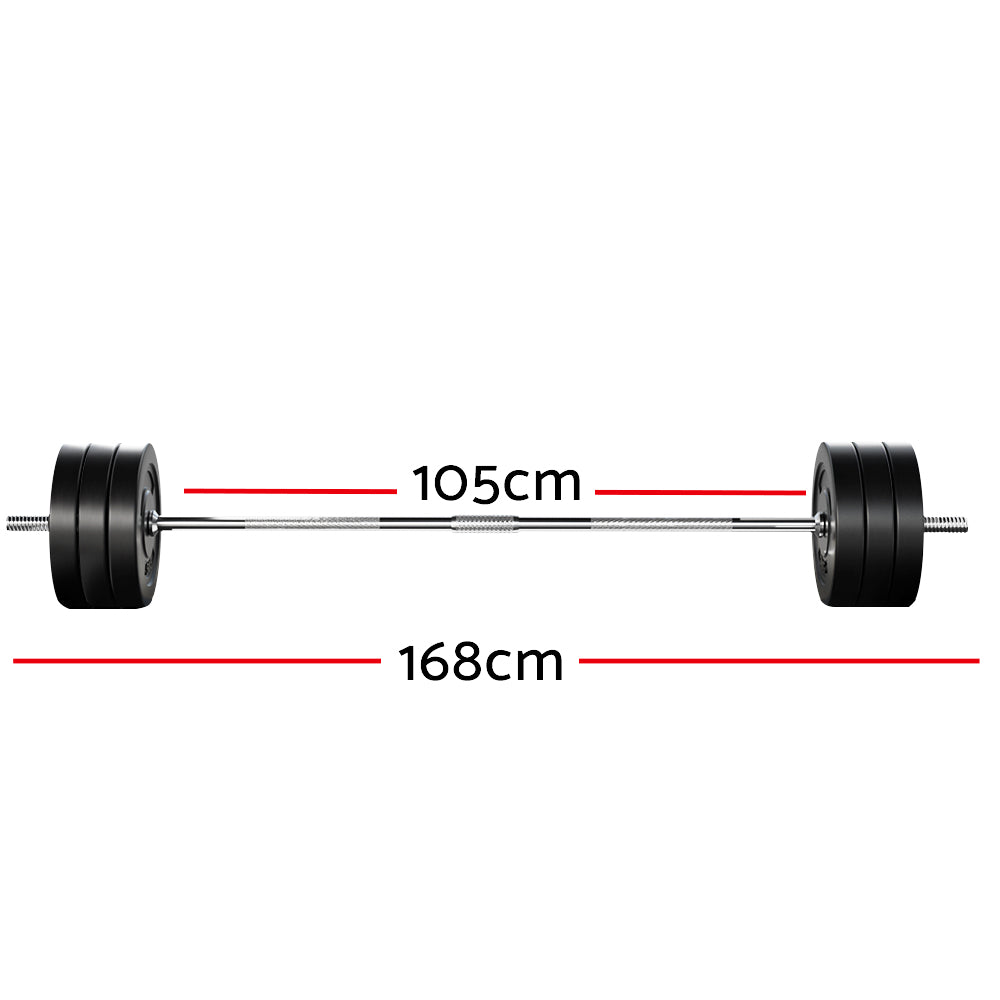 Everfit 68kg Home Gym Barbell Set Rubber Coated Weight Plates