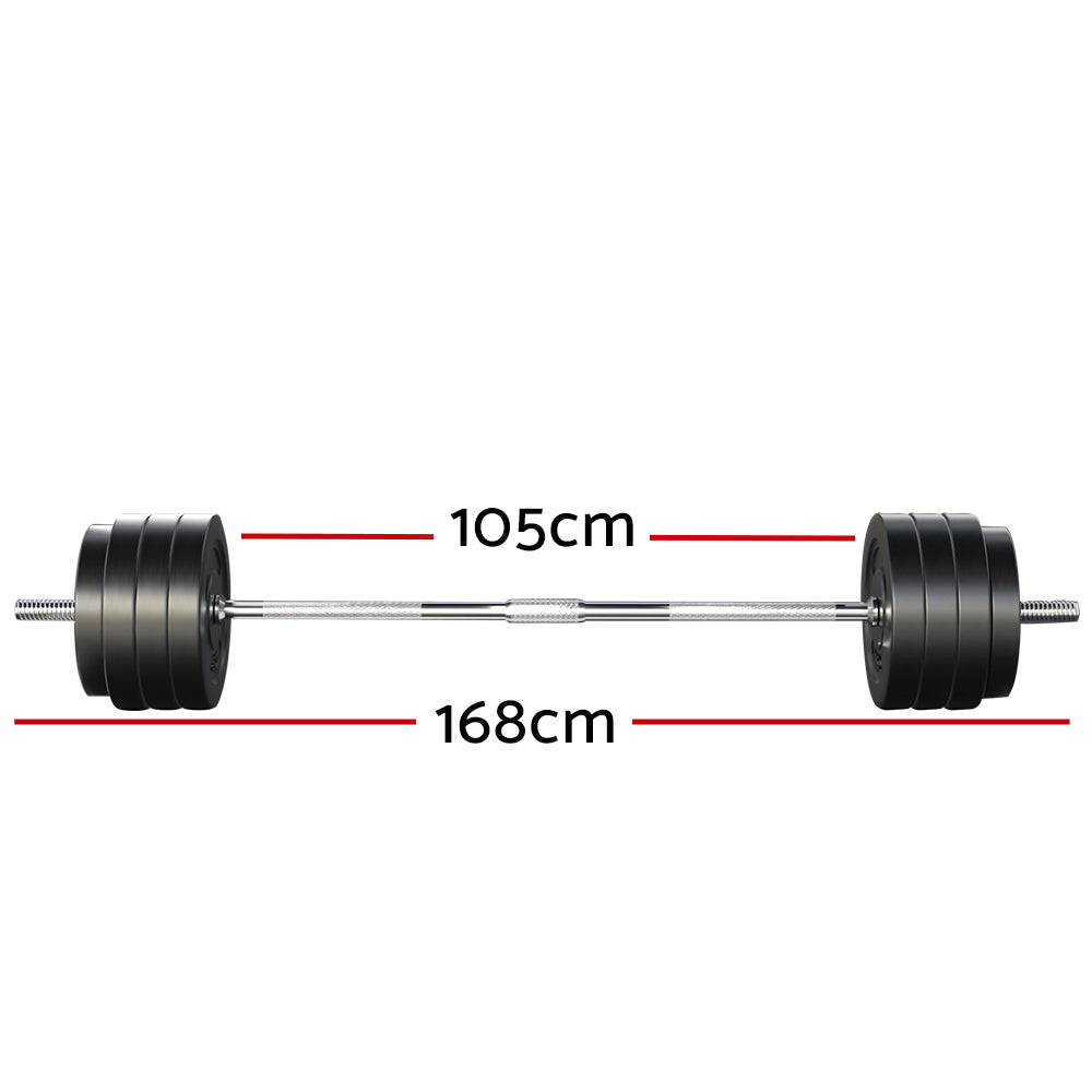 Everfit 78kg Home Gym Barbell Set Rubber Coated Weight Plates