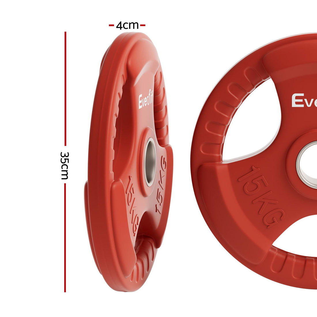 Everfit 15kg Weight Plate Cast Iron Rubber Coated Red