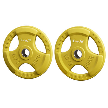Everfit Olympic Weight Plates 40kg Set Cast Iron Rubber Yellow