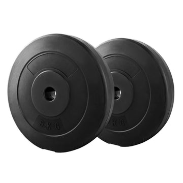 Everfit 2x 5kg Rubber Coated Barbell Weight Plates for Home Gym
