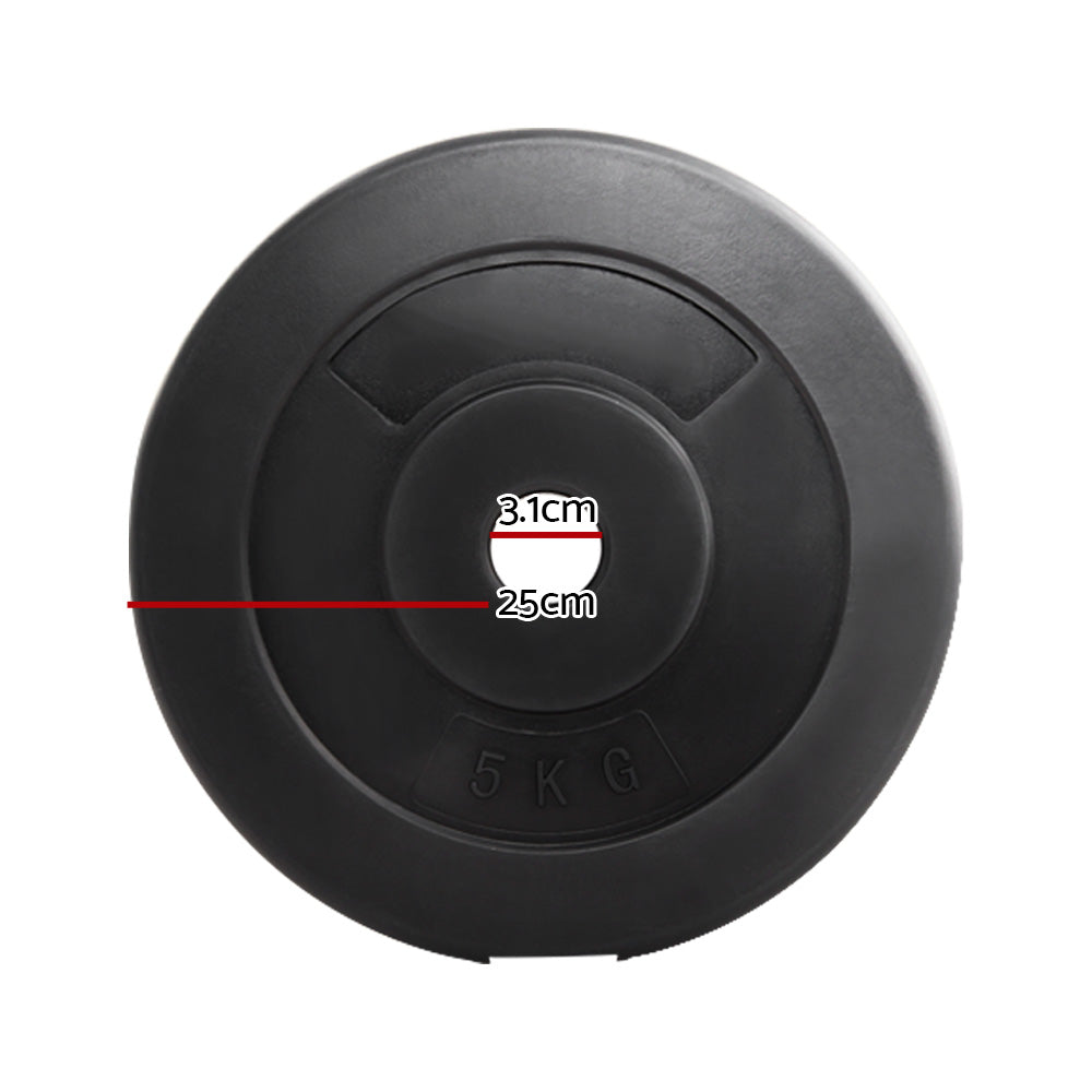 Everfit 2x 5kg Rubber Coated Barbell Weight Plates for Home Gym