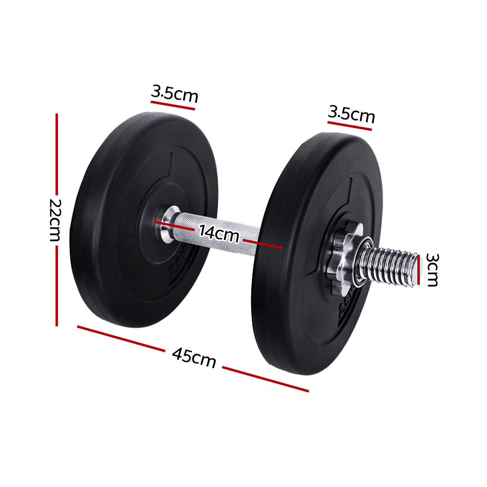 Everfit Adjustable Dumbbell Set Cast Cement Coated 15kg