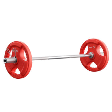 Everfit Olympic Barbell Set 120cm 36kg Cast Iron Rubber Red