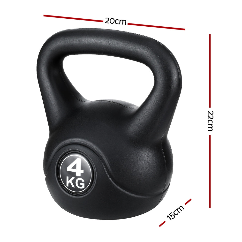 Everfit 4kg Rubber Kettlebell for Home Gym Strength Training Black