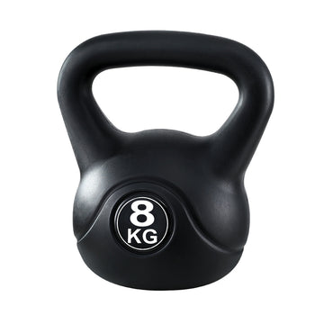Everfit 8kg Rubber Kettlebell for Home Gym Strength Training Black