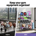 Before and after of how Dumbbell rack organises tour dumbbell