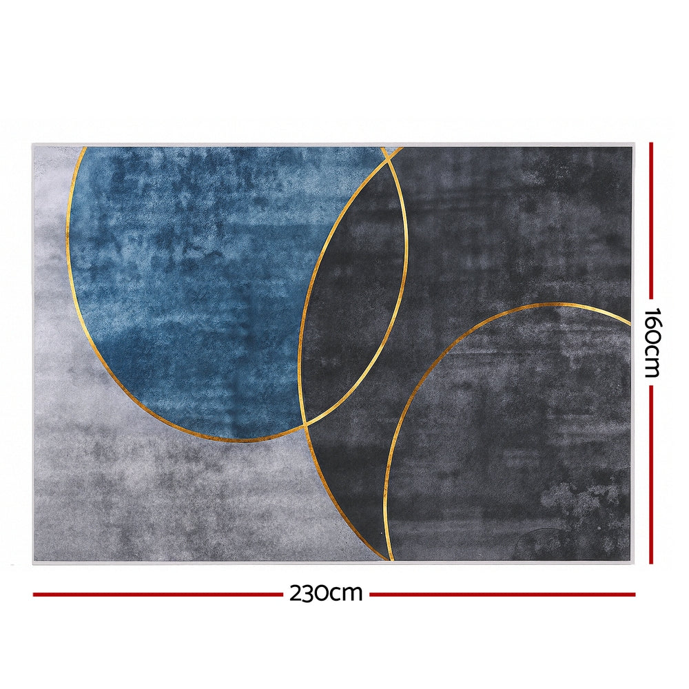 Artiss Large Washable Area Rug 160X230cm Blue Grey Polyester