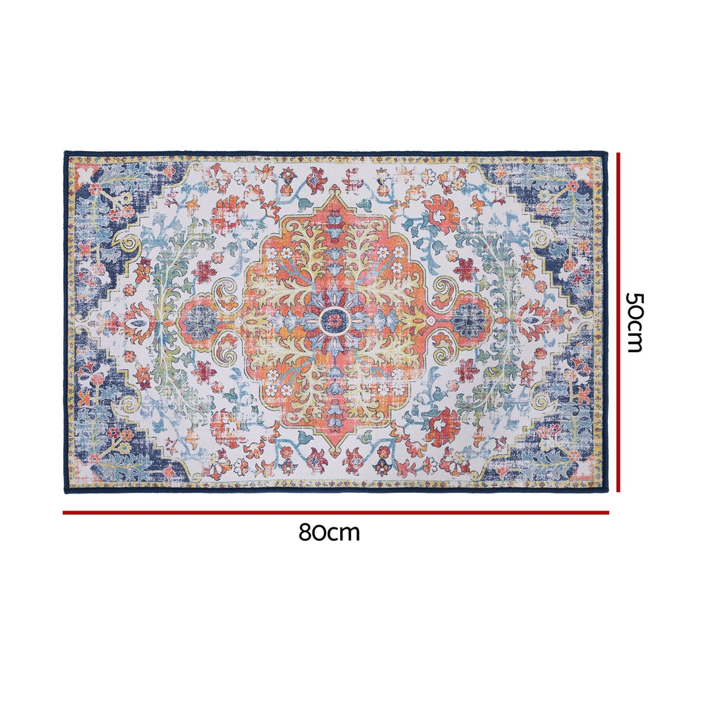 Artiss Vintage Medallion Doormat Non-slip Flannel 50x80cm