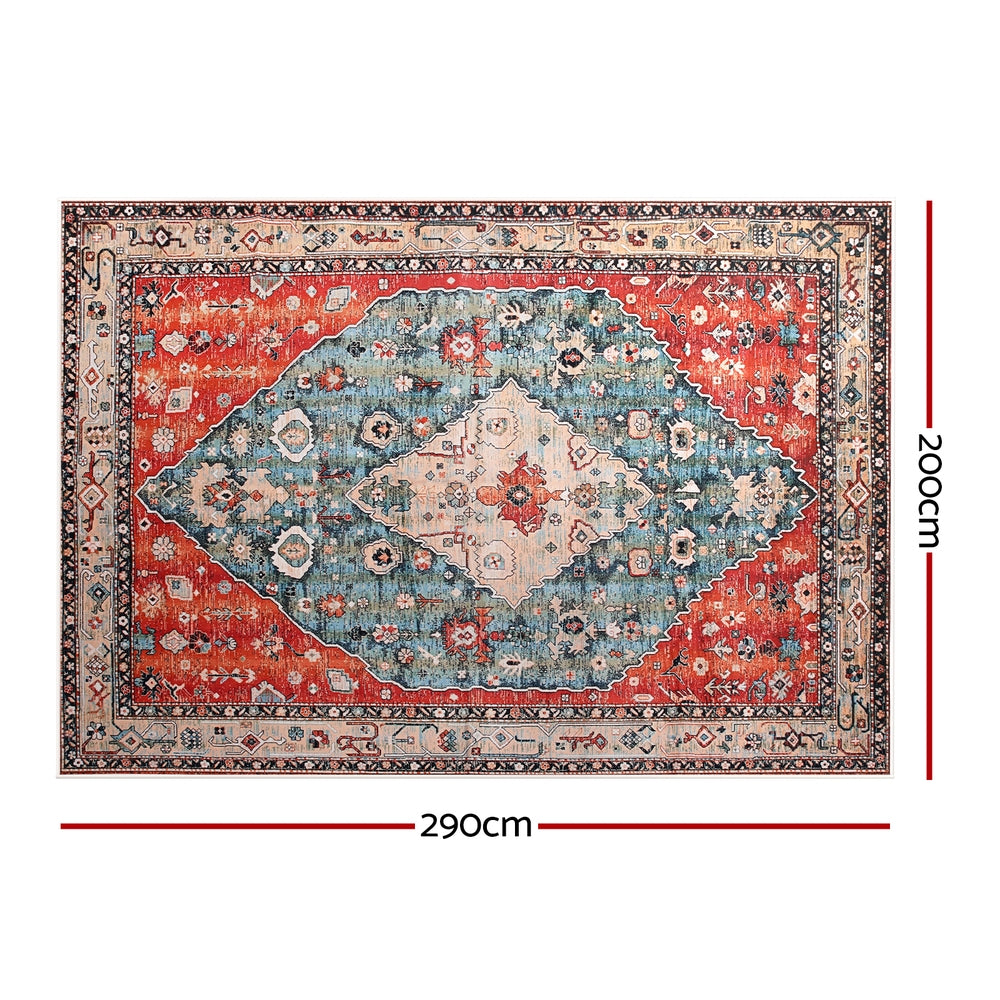 Artiss Large Washable Area Rug 200X290cm Red Polyester