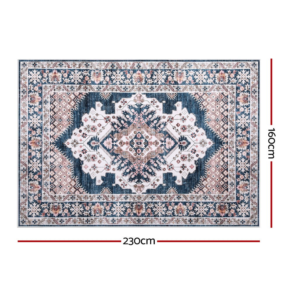 Artiss Washable Persian Area Rug 160x230cm Teal Blush Vintage