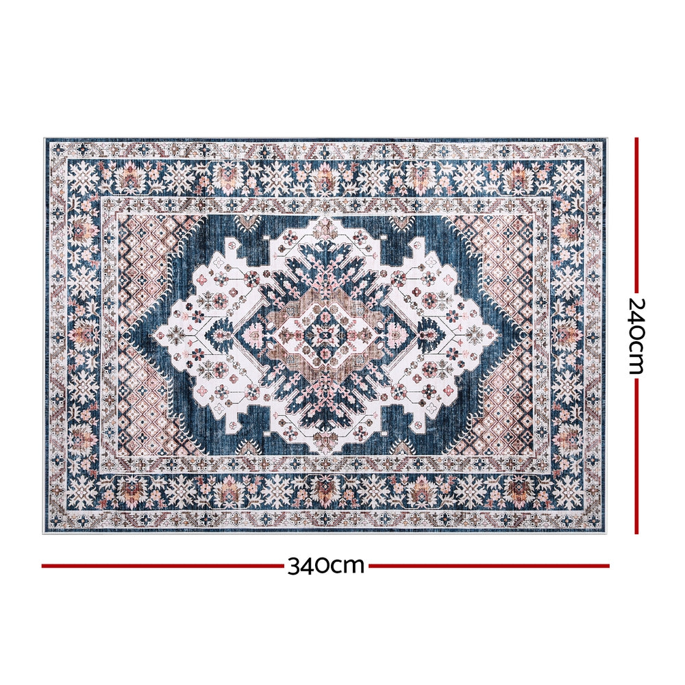 Artiss Washable Persian Area Rug 240x340cm Teal Blush Vintage