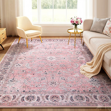 Artiss Vintage Floral Area Rug 240x340cm Washable Anti-Slip Floor Carpet