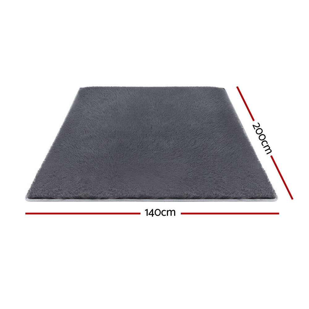 Artiss Plush Shaggy Floor Rug 140x200cm Soft Area Carpet Grey