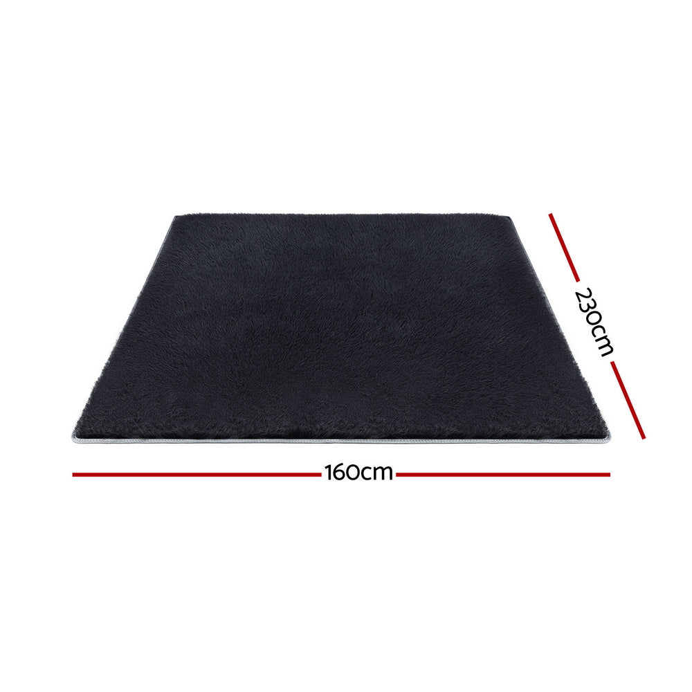 Artiss Plush Shaggy Area Rug Soft Foam Cushion Black 160x230cm