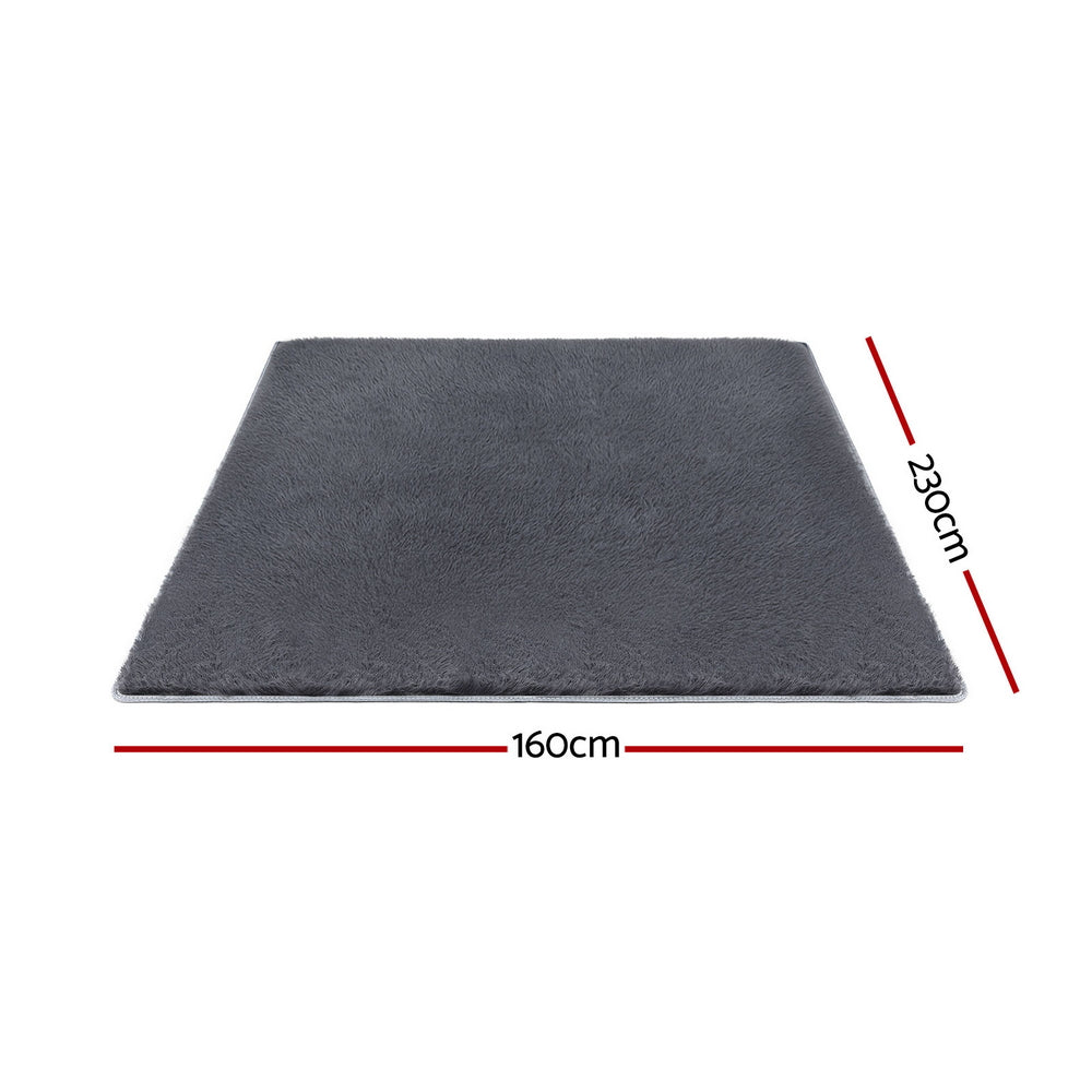 Artiss Plush Shaggy Floor Rug 160x230cm Soft Area Carpet Grey