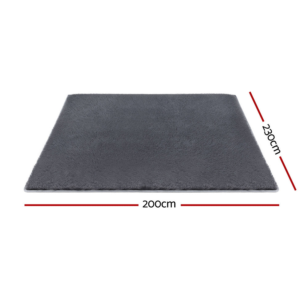 Artiss Plush Shaggy Area Rug Soft Foam Cushion Grey