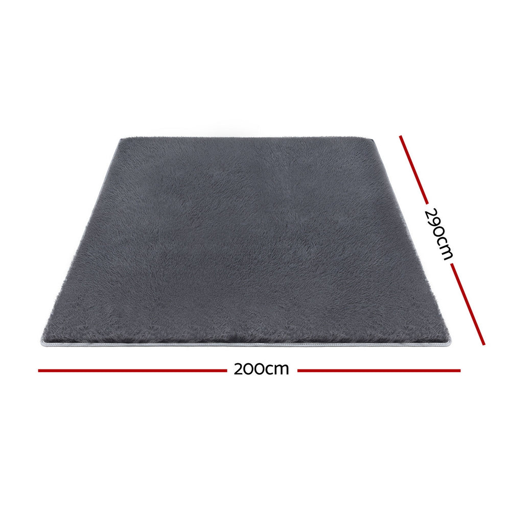 Artiss 200x290cm Plush Shaggy Area Rug Soft Foam Cushion Grey