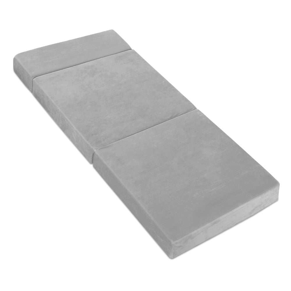 Giselle Bedding Velvet Foldable Foam Mattress Sofa Bed Light Grey