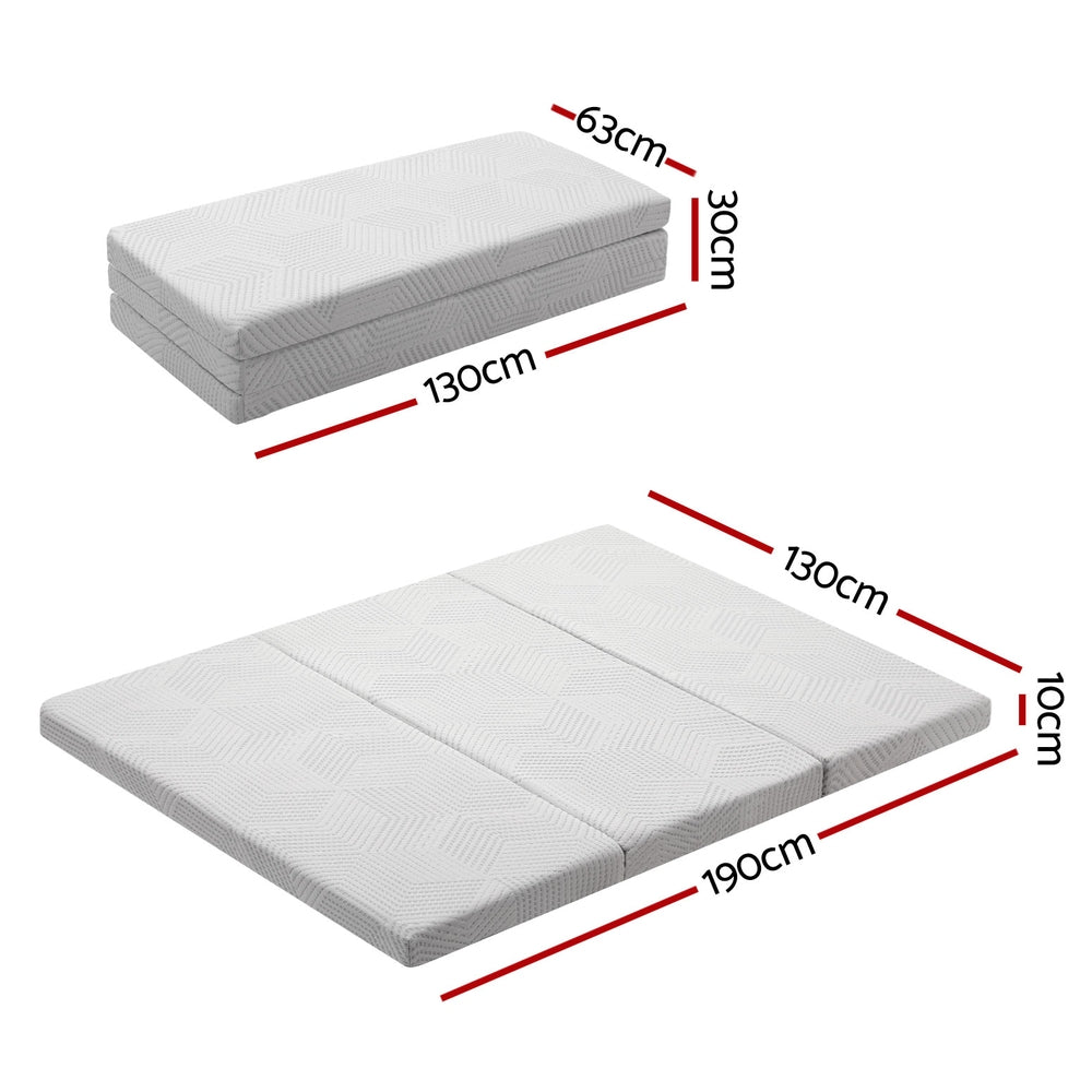 Giselle Bedding Tri-Fold Foam Mattress 10cm Double Grey Cool Gel