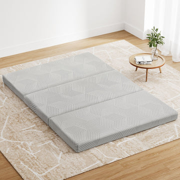 Giselle Bedding Tri-Fold Foam Mattress 10cm Double Grey Cool Gel